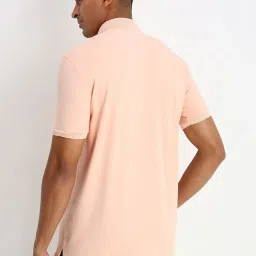 Allen Solly Peach Regular fit Solid Casual Polo T-Shirt image 2