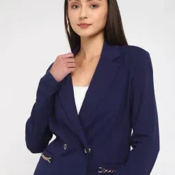 Guess Blue Solid Full Sleeves Blazer image 4