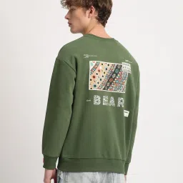 The Bear House Green Cotton Regular Fit Printed Sweatshirt image 2