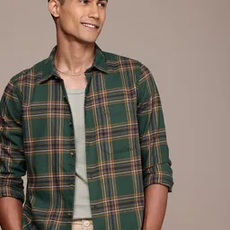WROGN Men Tartan Checked Casual Shirt-picture-9