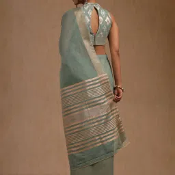 Soch Light Green Linen Solid Saree image 2