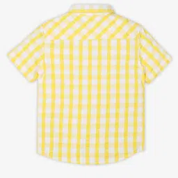 Ed-a-Mamma Boys Yellow Cotton Checks Shirt image 2