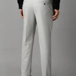 Louis Philippe Grey Slim Fit Self Pattern Trousers image 2