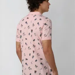 Peter England Pink Slim Fit Printed Polo T-Shirt image 2