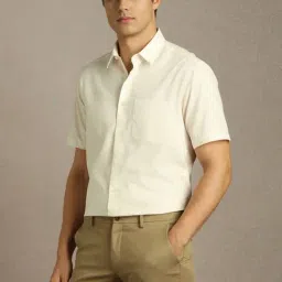 Louis Philippe Beige Cotton Regular Fit Shirt image 3