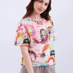 Spykar Raspberry Red Cotton Relaxed Fit Solid Top image 2