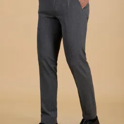 JadeBlue Dark Grey Rayon Slim Fit Solid Trouser image 2