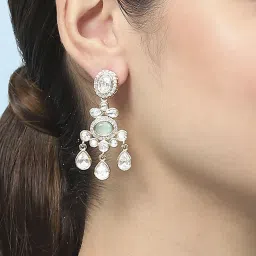 Biba Mint Green Kundan Festive Drop & Danglers image 2