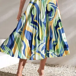 ZWERLON Printed A-Line Midi Skirt image 1