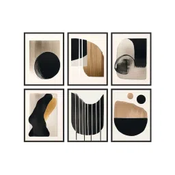 999Store Black & Brown Canvas Neutral Tone Geometric Painting - Set of 6 image 2