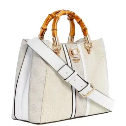 GUESS Off White Textured Satchel image 2