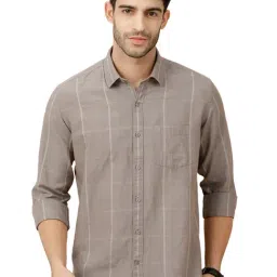 CAVALLO By Linen Club Grey Linen Contemporary Fit Checks shirts-picture-18
