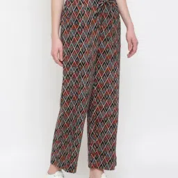 FabBasics by Fabindia Black & Maroon Cotton Printed Pants image 4