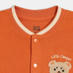Miniklub Boys Orange Regular Fit Knitted Jacket image 3