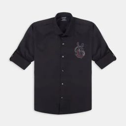 Charchit Boys Black Comfort Fit Cotton Shirt-picture-7