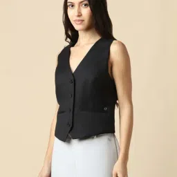 Allen Solly Black Regular Fit Waistcoat image 3
