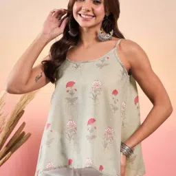 Inweave Grey Cotton Floral Print Top-picture-13