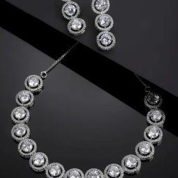 Zeneme Silver Plated AD Studded Jewellery Set-picture-5