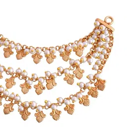 Voylla Gold Gold Opulence Mattal Layered Ear Chain Earrings image 4