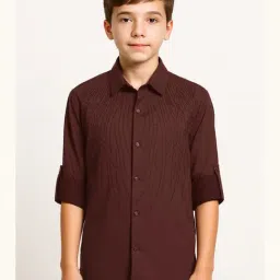 Charchit Boys Brown Cotton Embellished Comfort Fit Shirt-picture-34