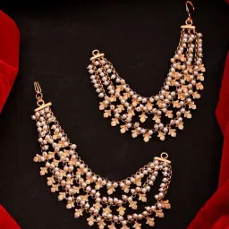 Voylla Gold Gold Opulence Mattal Layered Ear Chain Earrings-picture-31