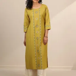 Libas Yellow Cotton Regular Fit Printed Kurtas-image-84