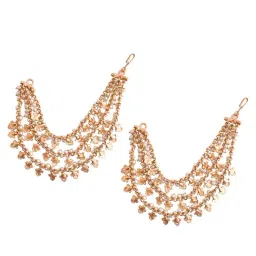 Voylla Gold Gold Opulence Mattal Layered Ear Chain Earrings image 5