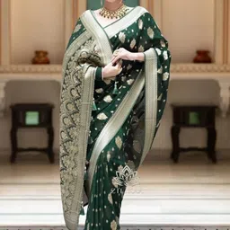 VASTRAAVEDAA Ethnic Motifs Zari Art Silk Handloom Banarasi Saree-picture-22