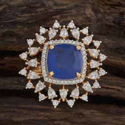 Kushal's Fashion Jewellery Sapphire Gold-Plated Party Zircon Finger Ring image 1