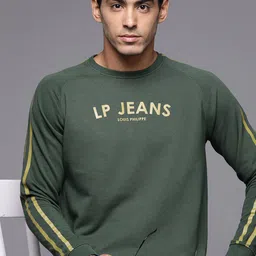 Louis Philippe Jeans Men Green Knitted Printed Sweatshirt image 1