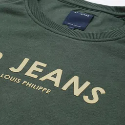 Louis Philippe Jeans Men Green Knitted Printed Sweatshirt image 2