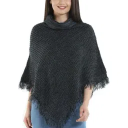 Mustard Black Textured Poncho image 2