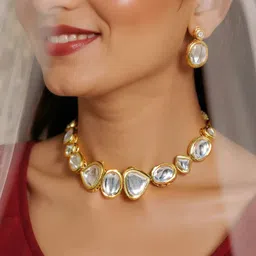 LUCKY JEWELLERY 18K Gold Plated & Kundan Studded Jewellery Set-image-50