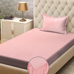 Aura Pink & Grey 300 TC Single Bedsheet with 1 Pillow Covers 2.25 m x 1.50 m-picture-28