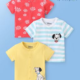 Babyoye Disney Interlock Knit Half Sleeves  Jhablas with Striped & 101 Dalmatians Graphics Pack of 3 - Red White & Yellow-picture-28