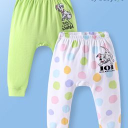 Babyoye Disney Interlock Knit Full Length Diaper Leggings with 101 Dalmatians Graphic Pack of 2 - Neon Green& White-picture-26