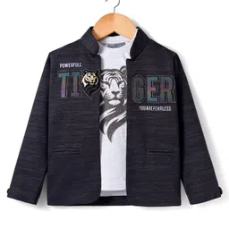 Dapper Dudes Full Sleeves Tiger Printed Jacket With Tee Set - Black-picture-18