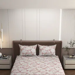 Bromwick Pink Floral 250 TC Bedsheet with 2 Pillow Covers-picture-25