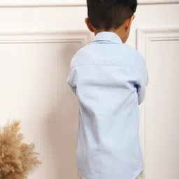 Polka Tots Half Sleeves Triple Swirl Placement Printed Shirt - Blue image 3