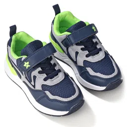 Cute Walk by Babyhug Velcro Closure Sneakers - Blue & Grey image 2