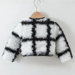 Kookie Kids Full Sleeves Winter Jacket With Checks Design & Pearl Detailing - Black image 2