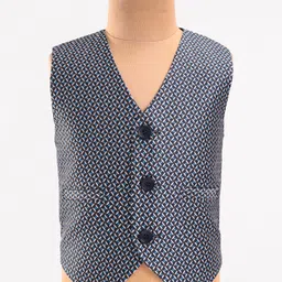robo fry Robo FryWoven Full Sleeves Solid Colour 4 Piece Party Suit with Bow - Navy Blue image 2