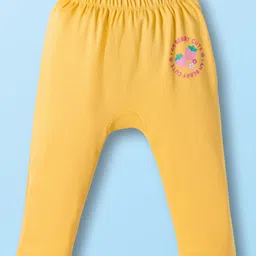 Babyhug Cotton Knit Full Length Diaper Leggings With Floral Print Pack Of 3 - Pink Yellow & White image 2