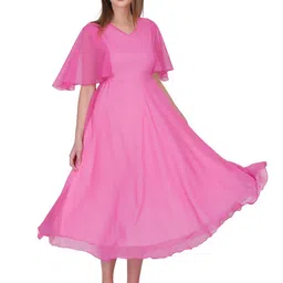 Warsian Women Flared Sleeve Fit and Flare Midi Dress image 4