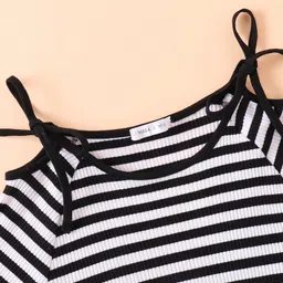 Mark & Mia Full Raglan Sleeves Flared Party Dress with Stripes Design - Black image 3