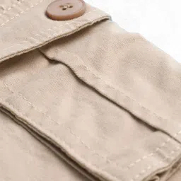 JASH KIDS Twill Woven Full Length Solid Trouser Pant With Cargo Pocket - Beige image 3