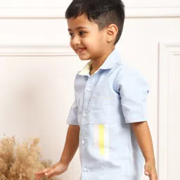 Polka Tots Half Sleeves Triple Swirl Placement Printed Shirt - Blue image 5