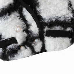 Kookie Kids Full Sleeves Winter Jacket With Checks Design & Pearl Detailing - Black image 4