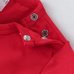 BLUSHES 100% Cotton Fathers Day Theme Half Sleeves My Dad Is My Hero Text Printed Romper - Red image 5