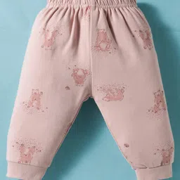 Zero Interlock Knit Full Length Night Suit With Animal Print - Rose Gold image 4